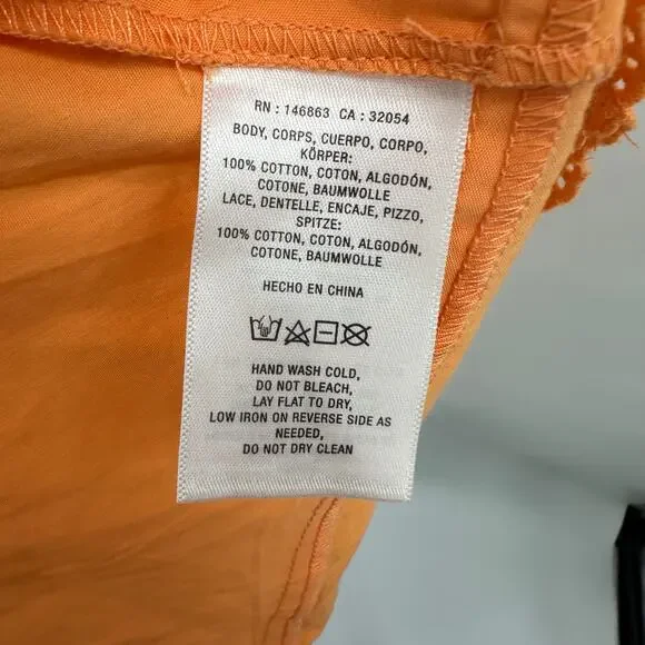 MARE MARE x ANTHROPOLOGIE Orange Tie-Strap Tiered Eyelet Top // M - Picture 10 of 10